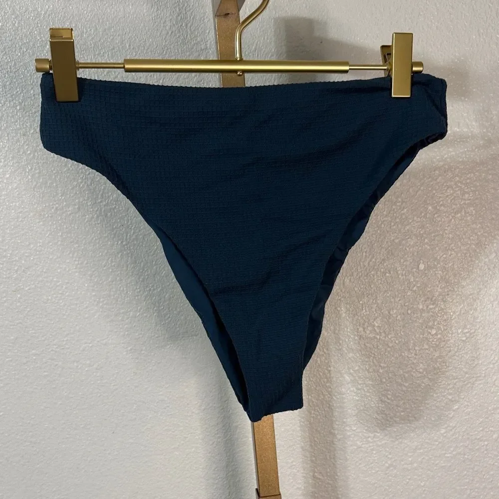 Au Naturel by Gottex Textured Bikini Bottom Teal Blue Size 10 NWT